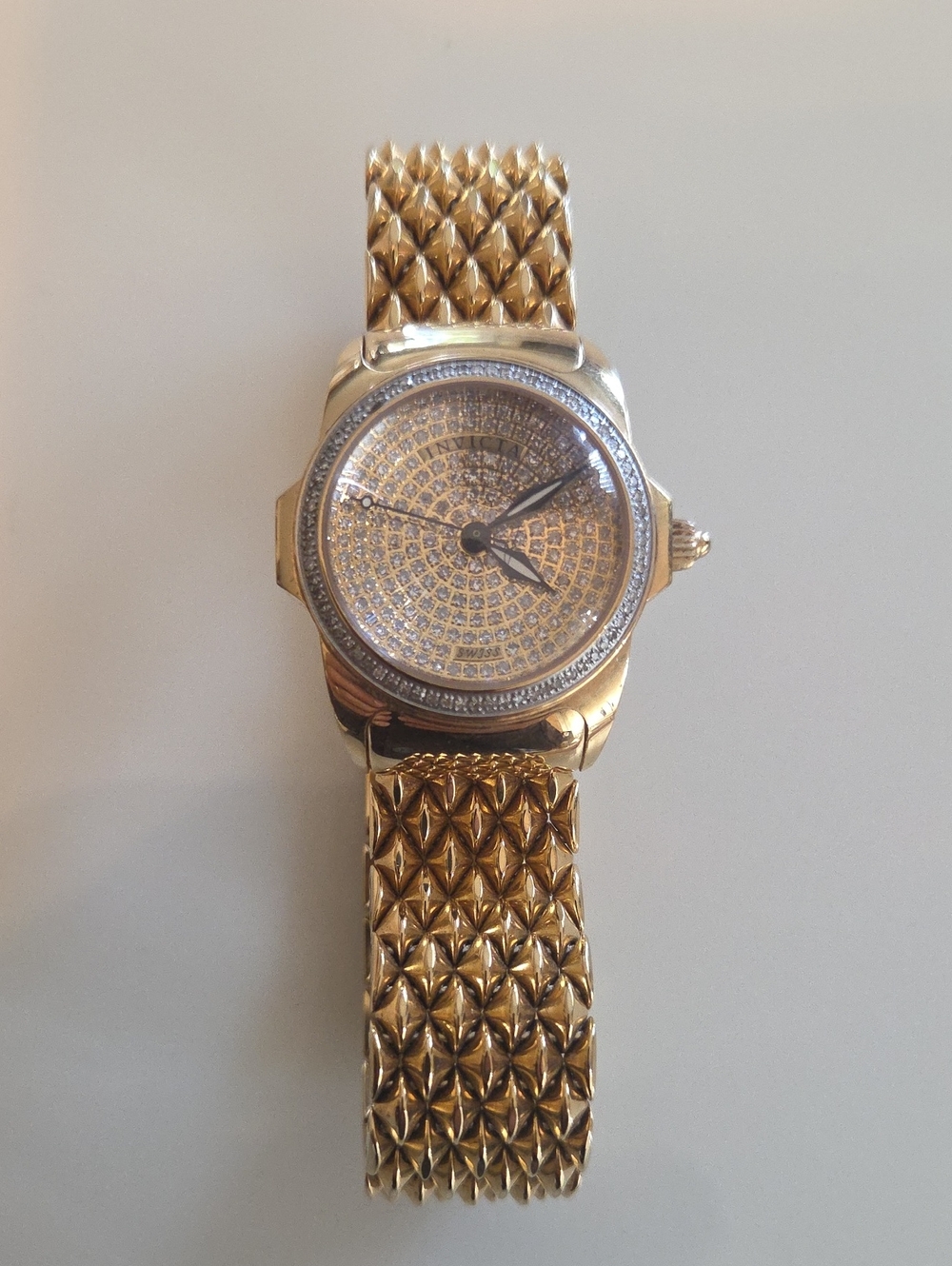 Invicta Gold Tone Crystal Pave  Women Watch.